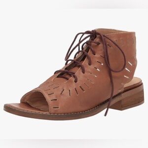 Muse & Cloud Women's Zycro Cognac Leather Lace-up Summer Boho Sandals NEW 10